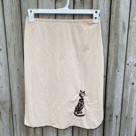 Vintage 60s 1960s Vanity Fair cheetah print cat nylon skirt slip small - Picture 1 of 9